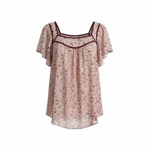 NWOT TORRID Pink Floral Crinkle Chiffon Flutter Sleeve Top Size 3X